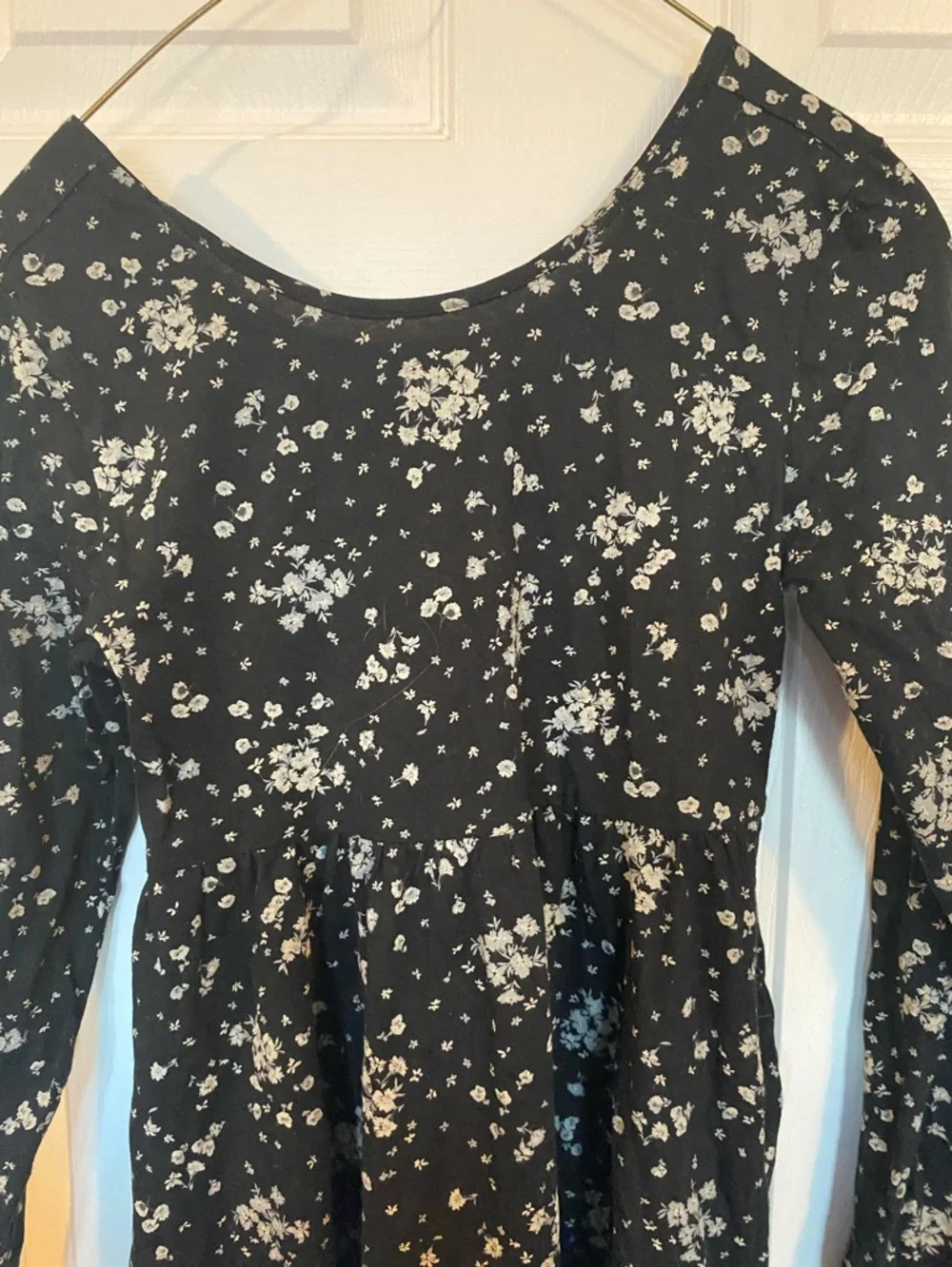 Old Navy Girls Large 10-12 Black Floral Long Sleeve Fit & Flare Dress - Picture 5 of 6